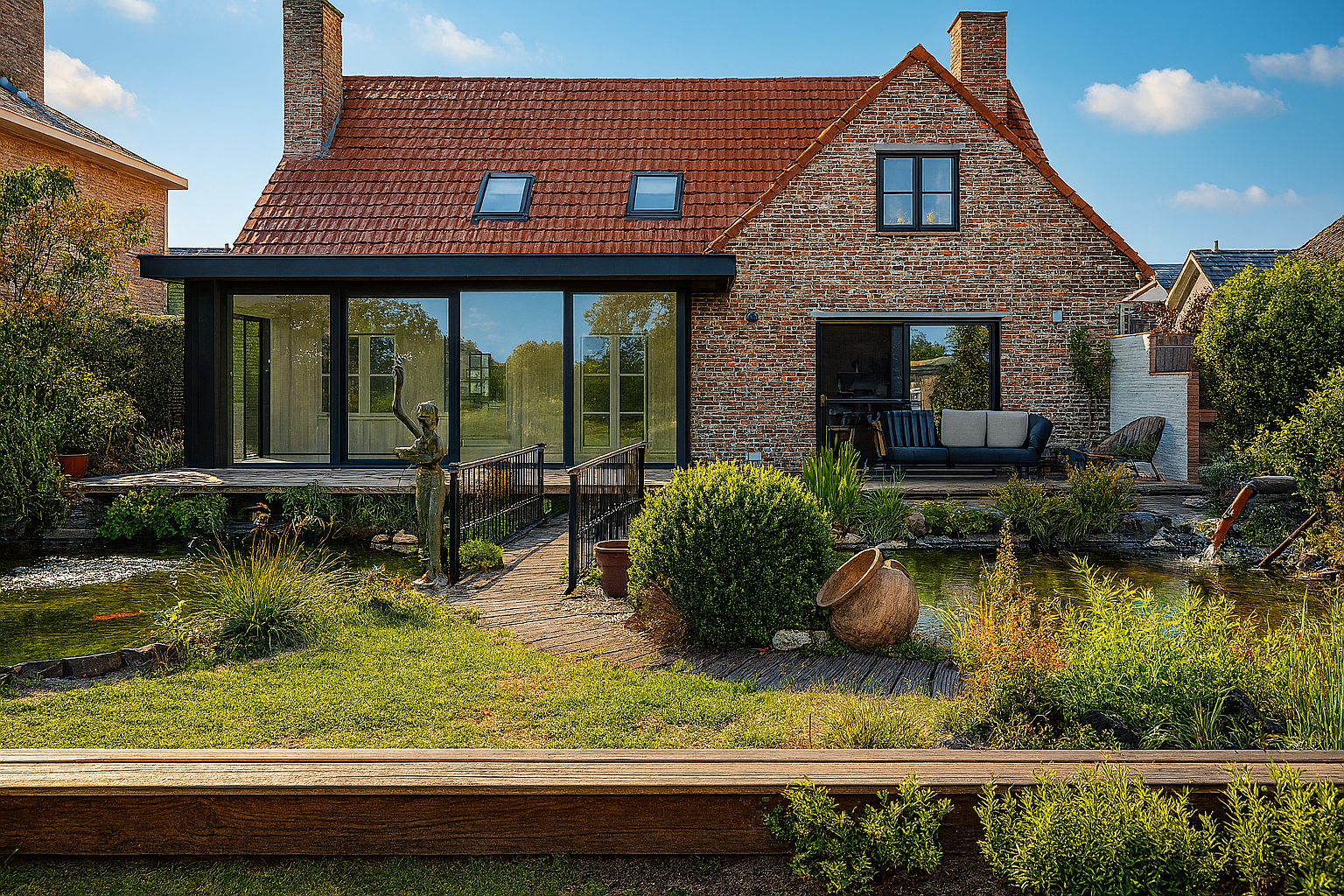 woninguitbreiding boven vijver